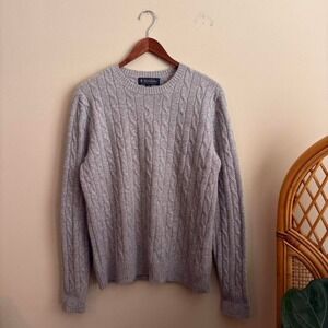 Modern Authentic Menswear Style Brooks Brothers Lambs Wool Cable Knit Sweater M